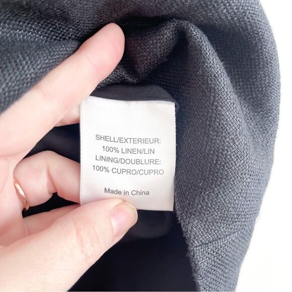 Tory Burch Schafer Linen Mini Skirt Black Women's 6 Lined Gold Buttons Pockets - Picture 9 of 11